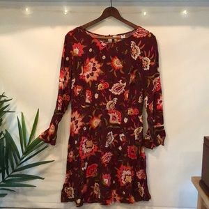 Like new Burgundy floral fit and flare dress